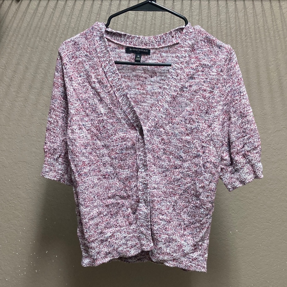 Banana Republic Marled Pink and White Cardigan